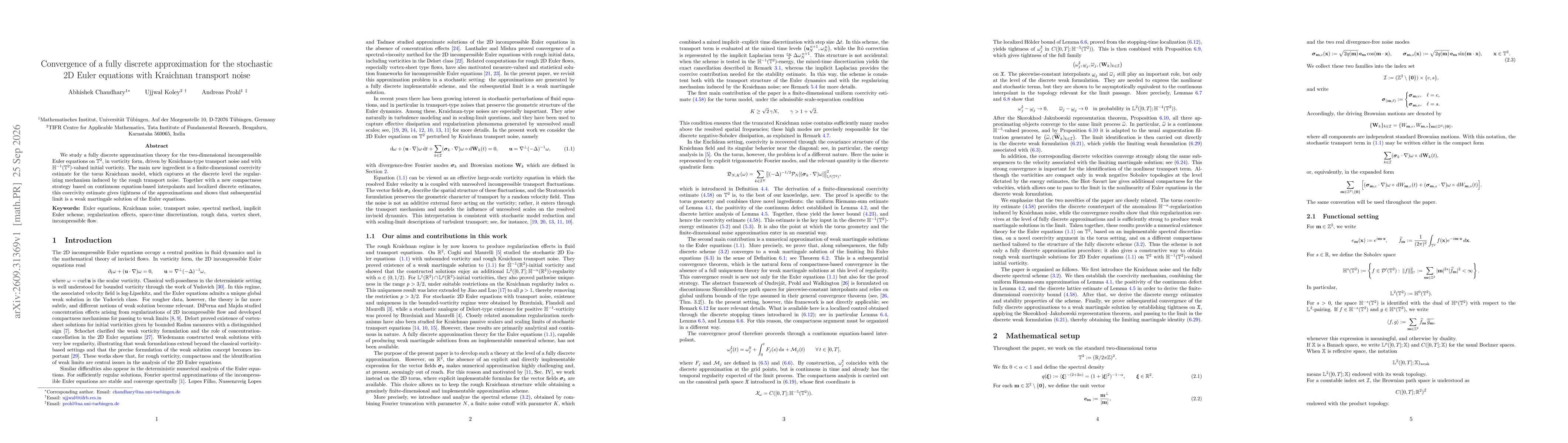 Thumbnail for Convergence of a fully discrete approximation for the stochastic 2D Euler equations with Kraichnan transport noise