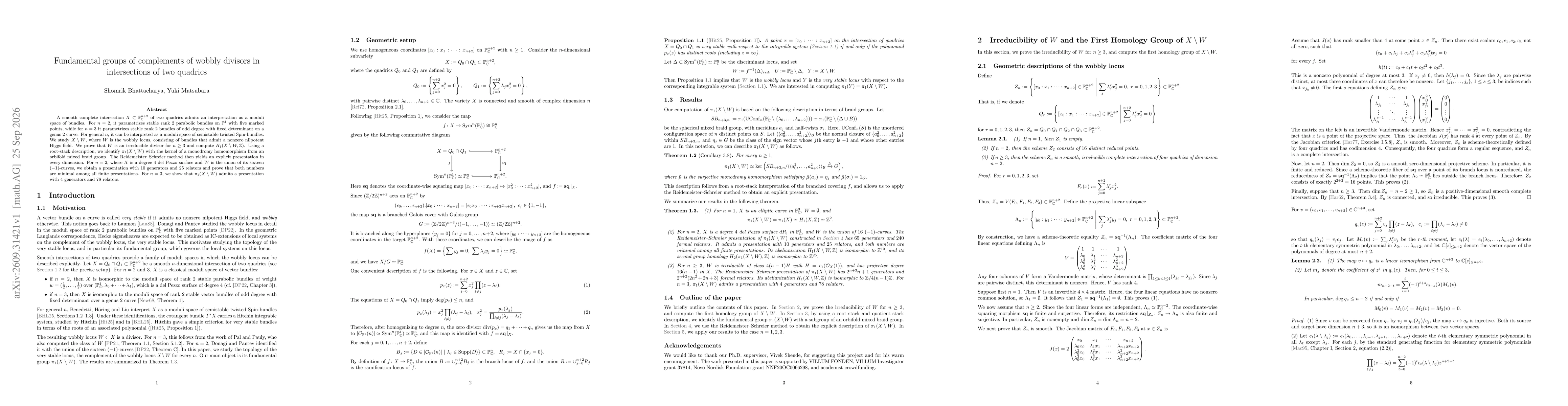 Thumbnail for Fundamental groups of complements of wobbly divisors in intersections of two quadrics