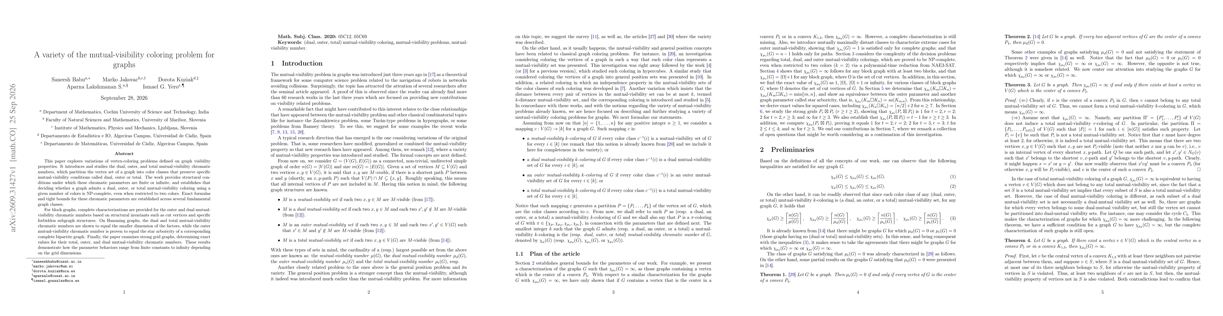 Thumbnail for A variety of the mutual-visibility coloring problem for graphs