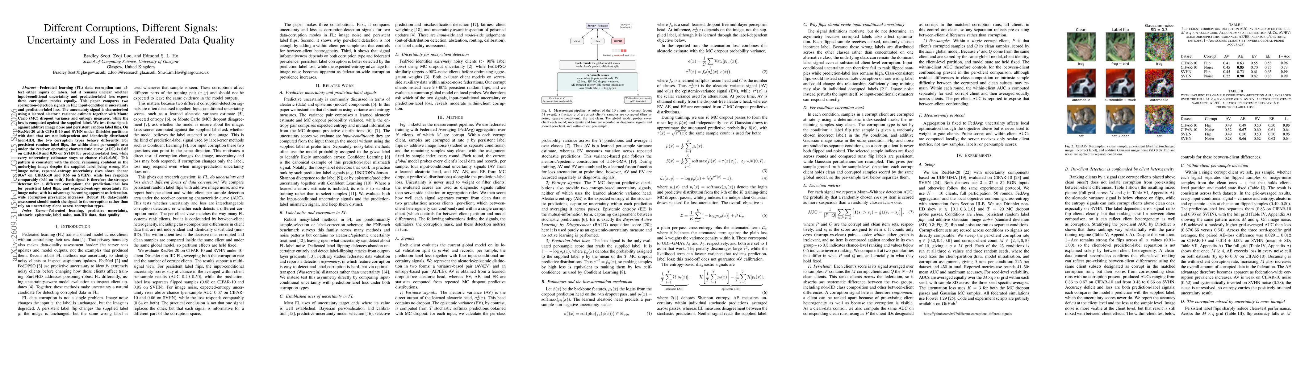 Thumbnail for Different Corruptions, Different Signals: Uncertainty and Loss in Federated Data Quality
