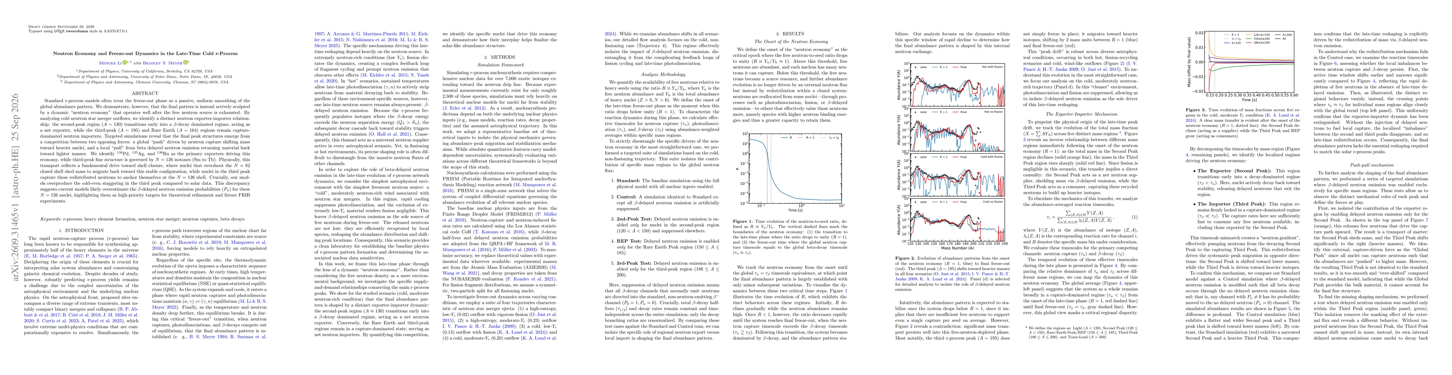 Thumbnail for Neutron Economy and Freeze-out Dynamics in the Late-Time Cold r-Process