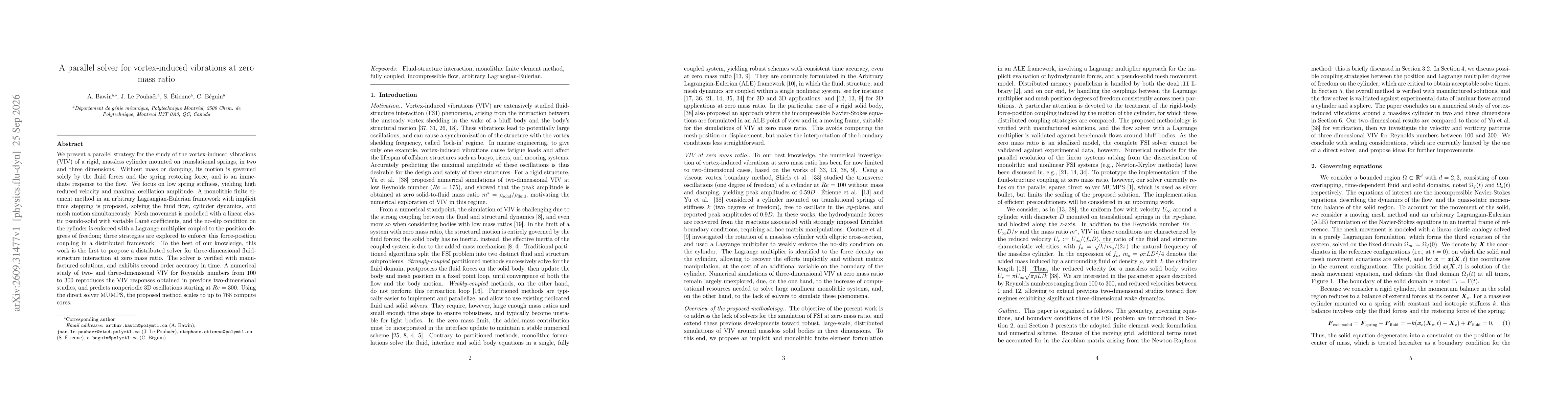 Thumbnail for A parallel solver for vortex-induced vibrations at zero mass ratio