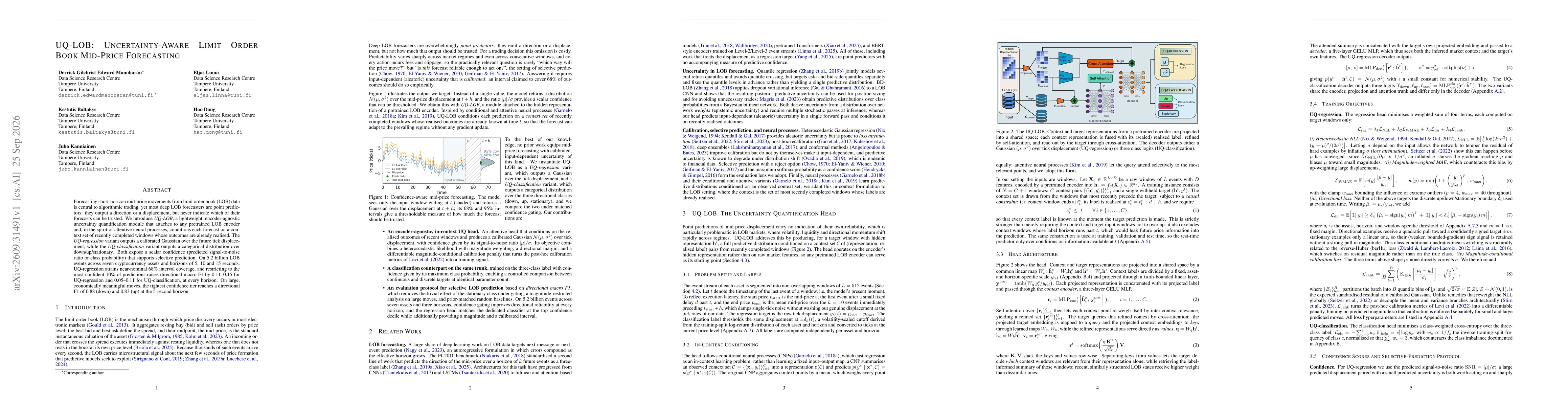 Thumbnail for UQ-LOB: Uncertainty-Aware Limit Order Book Mid-Price Forecasting