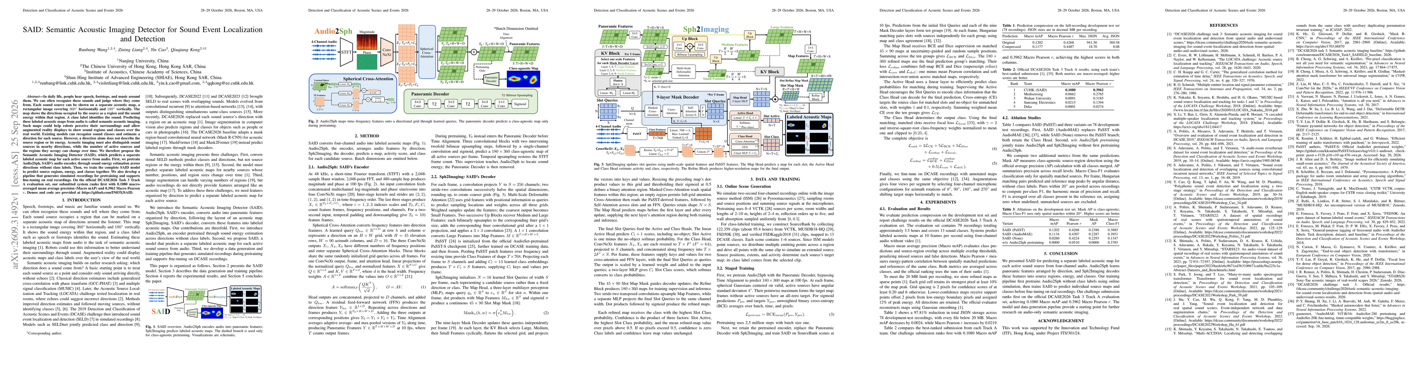 Thumbnail for SAID: Semantic Acoustic Imaging Detector for Sound Event Localization and Detection