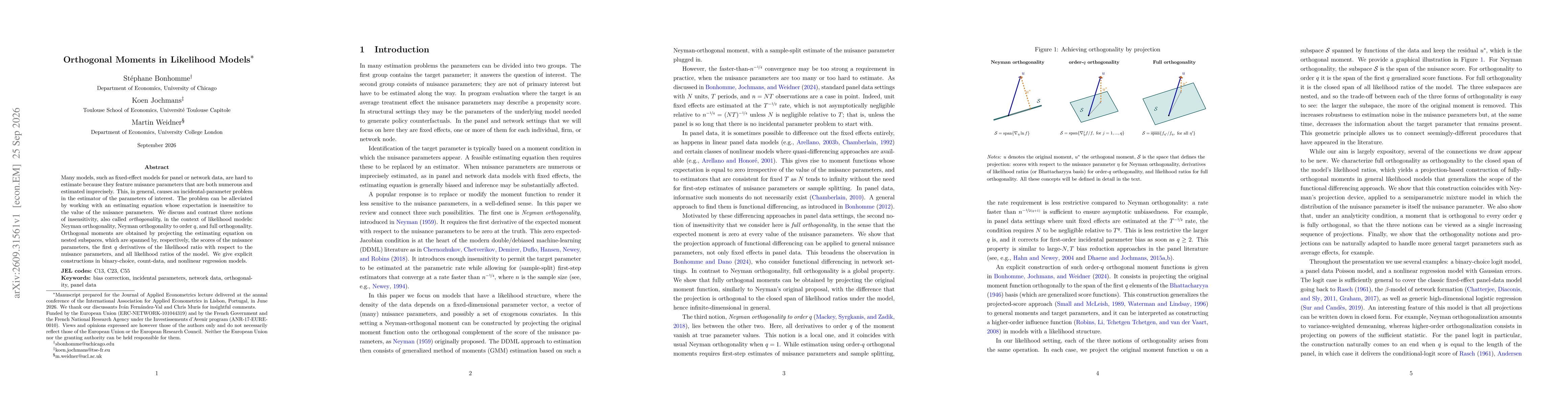 Thumbnail for Orthogonal Moments in Likelihood Models