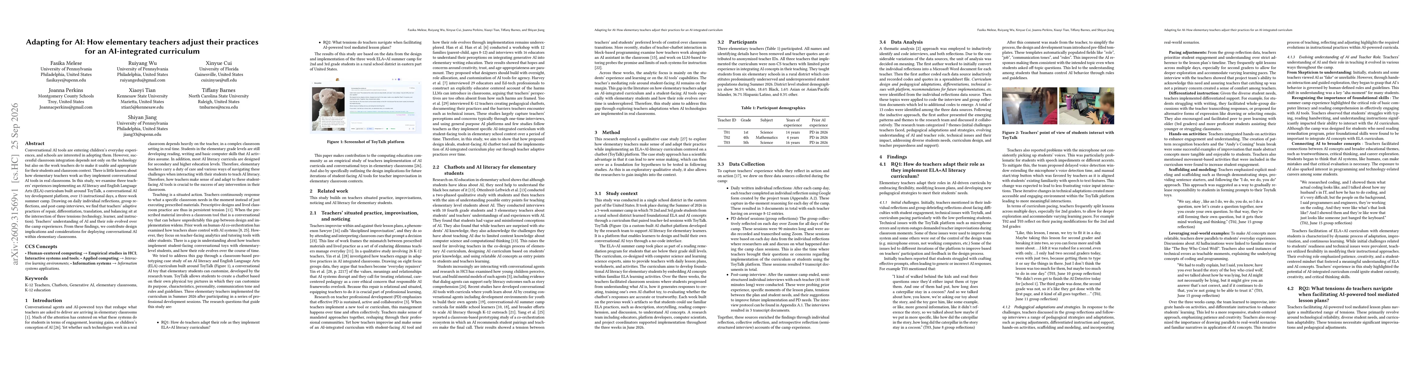 Thumbnail for Adapting for AI: How elementary teachers adjust their practices for an AI-integrated curriculum