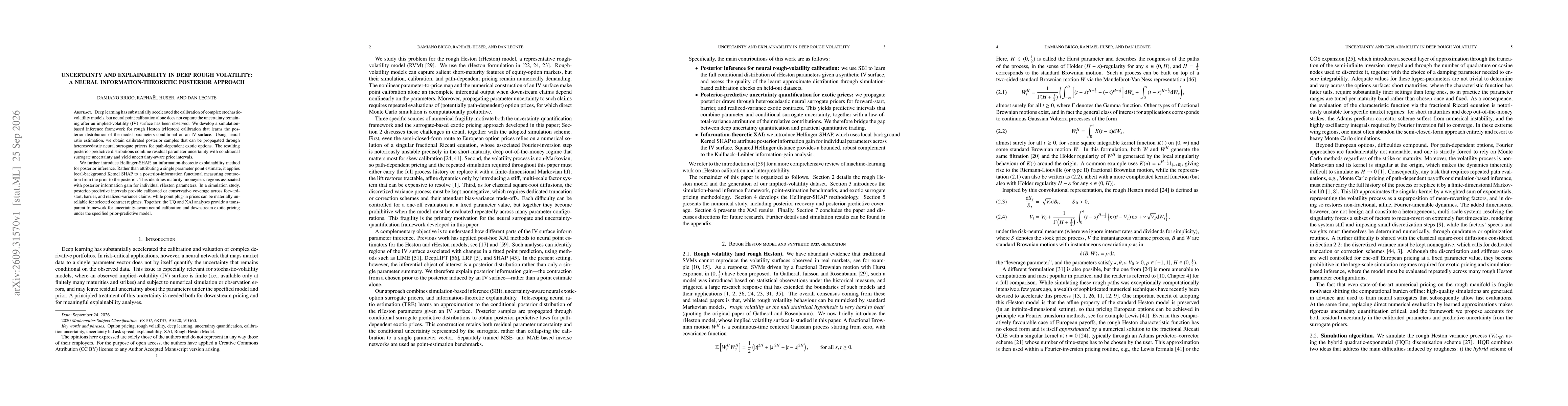 Thumbnail for Uncertainty and Explainability in Deep Rough Volatility: A Neural Information-Theoretic Posterior Approach