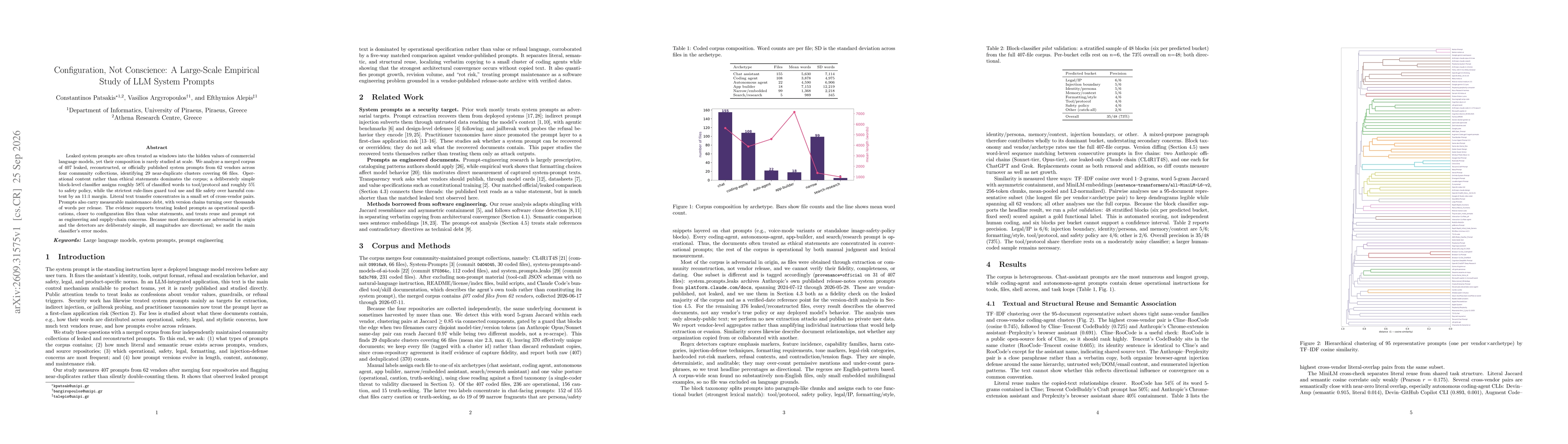 Thumbnail for Configuration, Not Conscience: A Large-Scale Empirical Study of LLM System Prompts