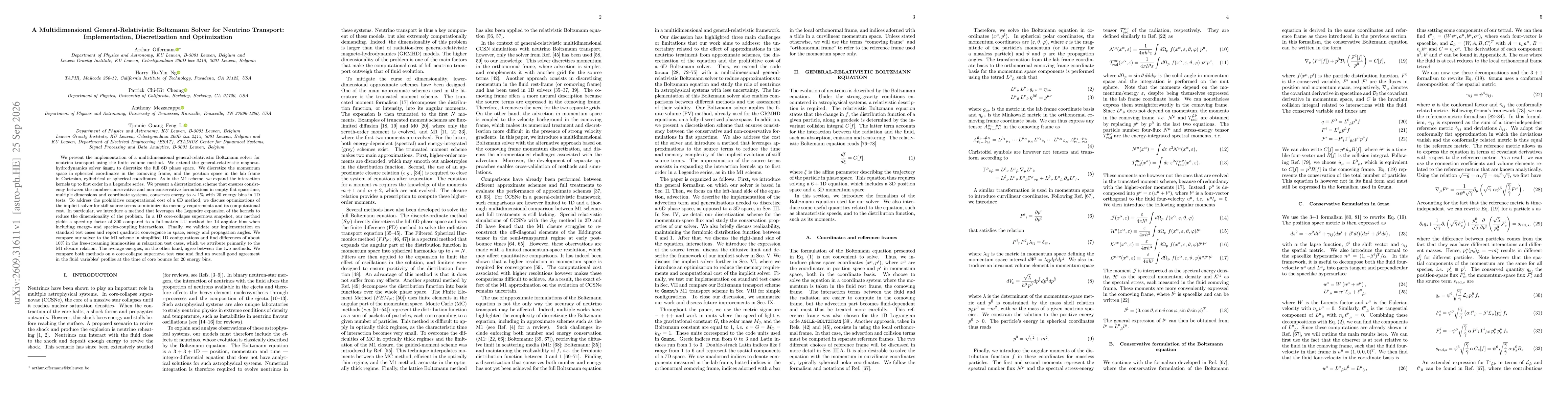 Thumbnail for A Multidimensional General-Relativistic Boltzmann Solver for Neutrino Transport: Implementation, Discretization and Optimization