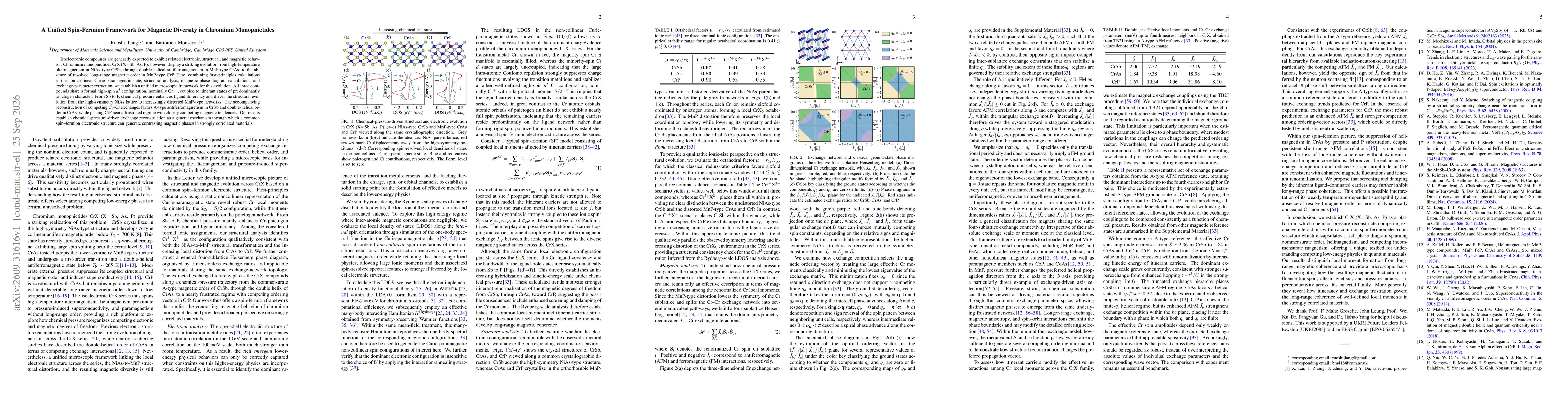 Thumbnail for A Unified Spin-Fermion Framework for Magnetic Diversity in Chromium Monopnictides