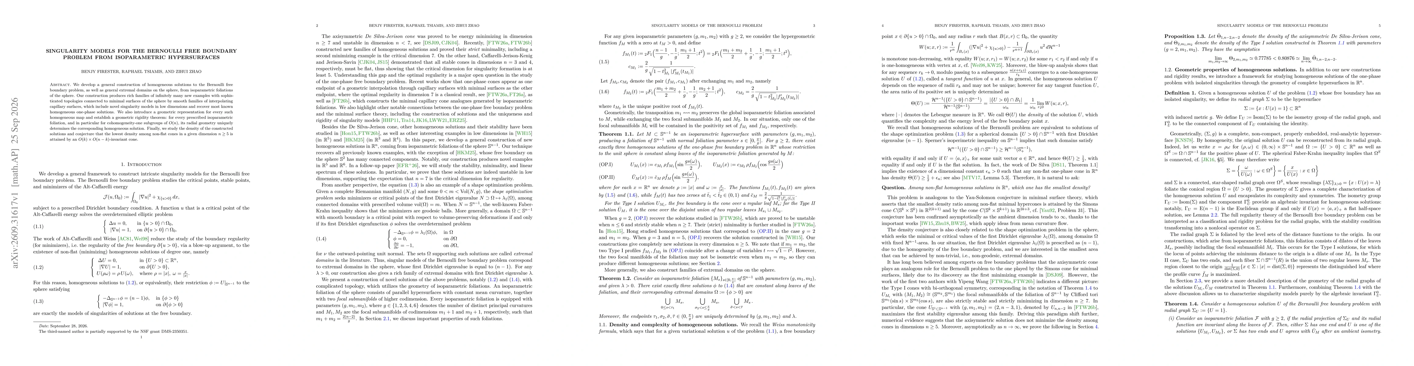 Thumbnail for Singularity models for the Bernoulli free boundary problem from isoparametric hypersurfaces