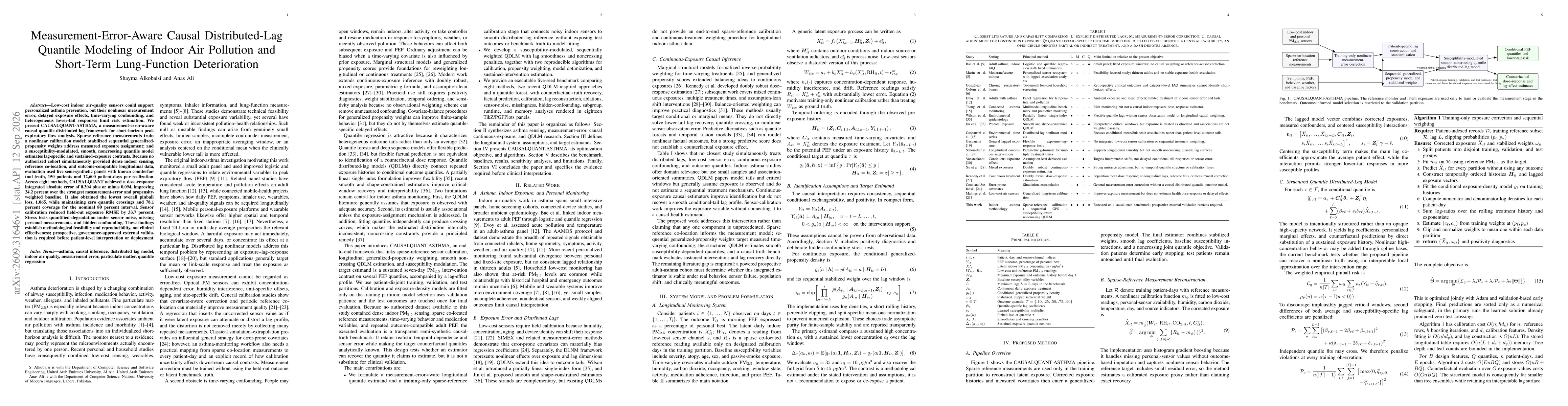 Thumbnail for Measurement-Error-Aware Causal Distributed-Lag Quantile Modeling of Indoor Air Pollution and Short-Term Lung-Function Deterioration