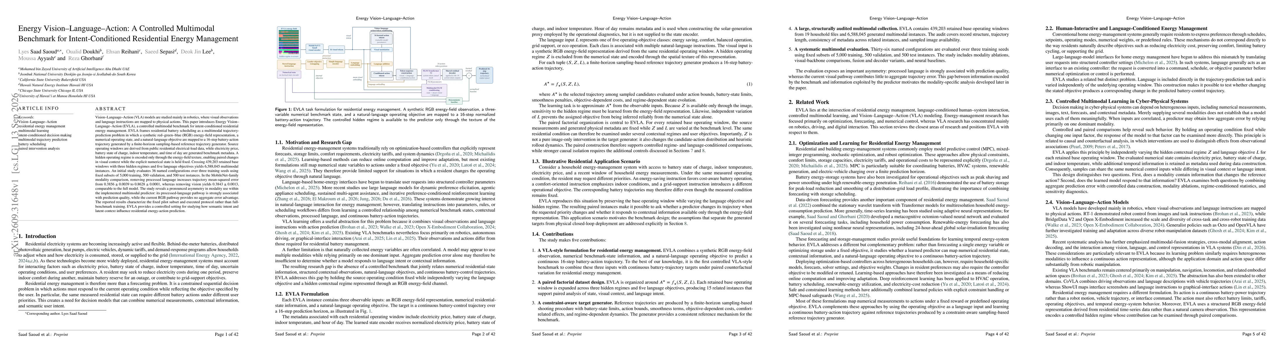 Thumbnail for Energy Vision--Language--Action: A Controlled Multimodal Benchmark for Intent-Conditioned Residential Energy Management
