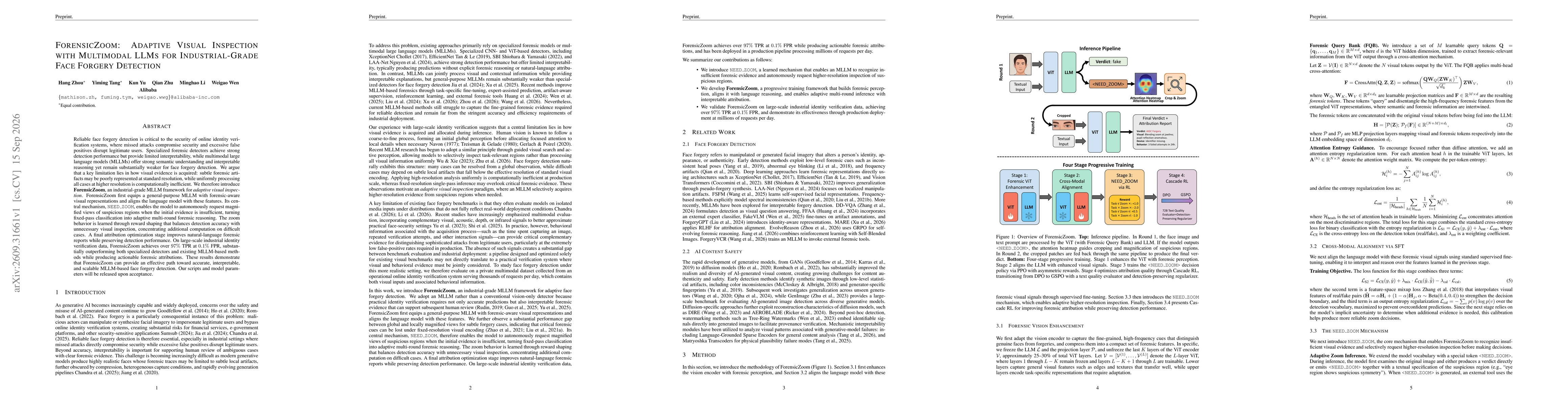 Thumbnail for ForensicZoom: Adaptive Visual Inspection with Multimodal LLMs for Industrial-Grade Face Forgery Detection