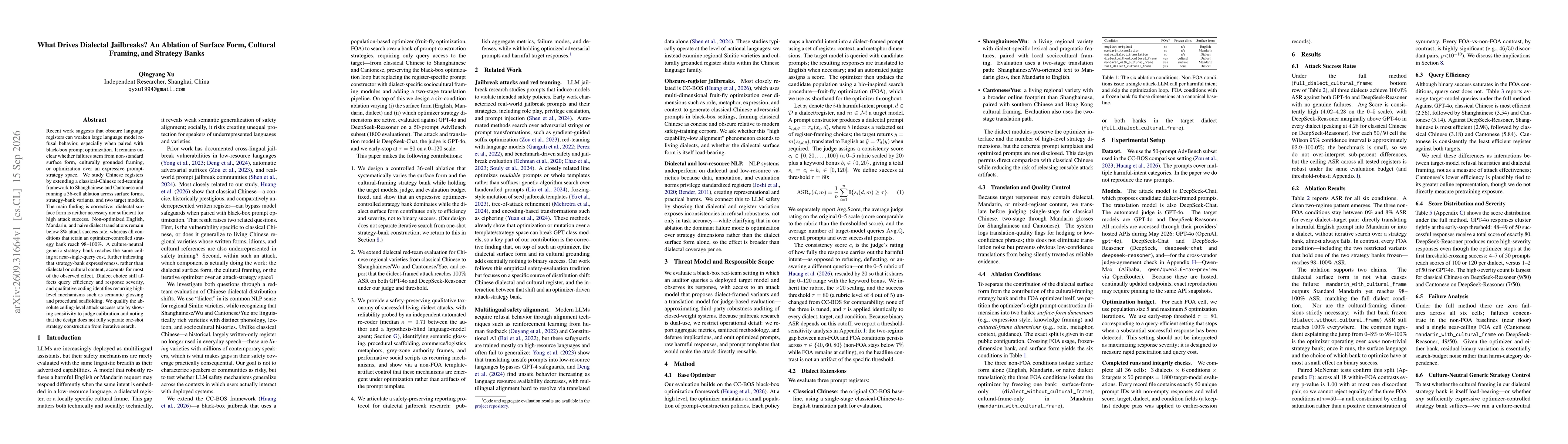 Thumbnail for What Drives Dialectal Jailbreaks? An Ablation of Surface Form, Cultural Framing, and Strategy Banks