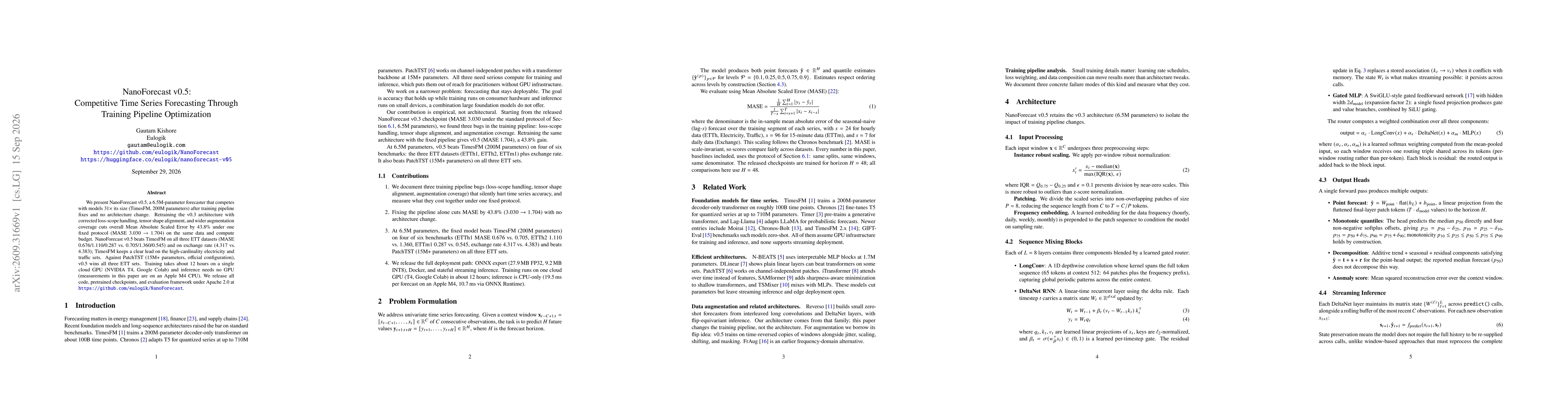 Thumbnail for NanoForecast v0.5: Competitive Time Series Forecasting Through Training Pipeline Optimization