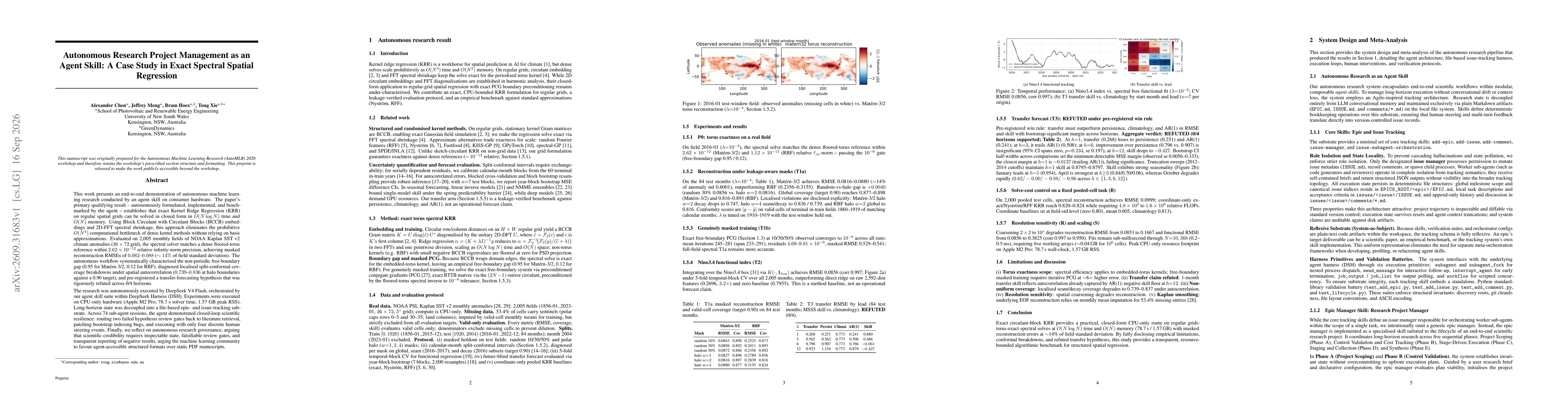 Thumbnail for Autonomous Research Project Management as an Agent Skill: A Case Study in Exact Spectral Spatial Regression