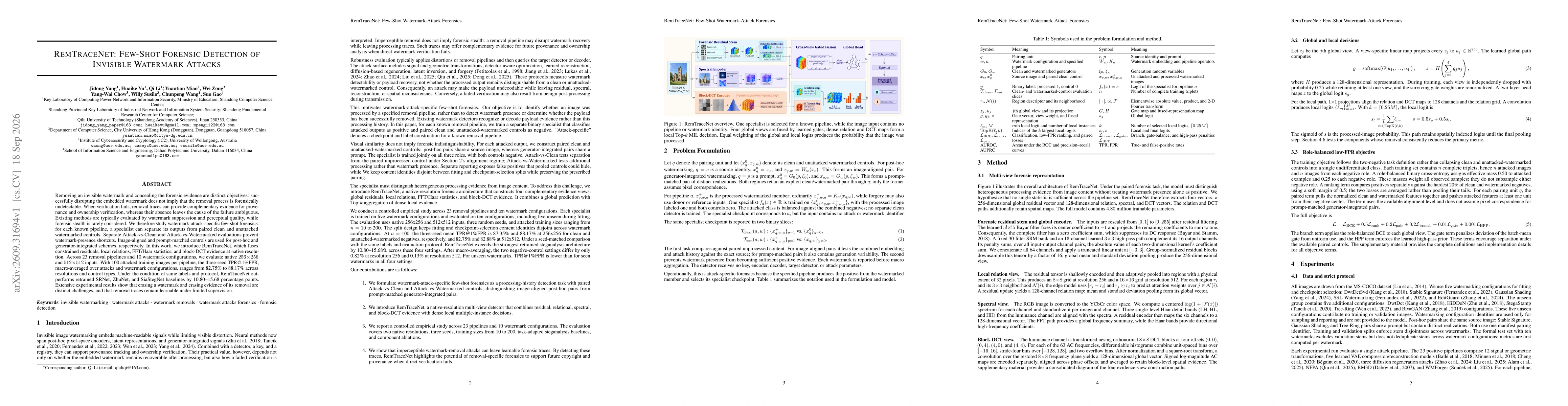 Thumbnail for RemTraceNet: Few-Shot Forensic Detection of Invisible Watermark Attacks