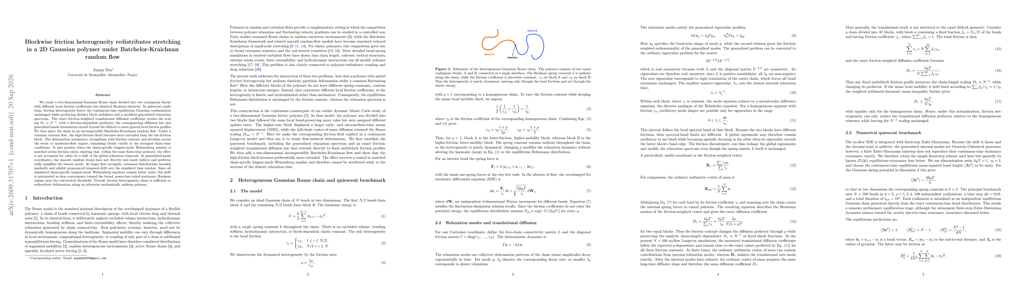 Thumbnail for Blockwise friction heterogeneity redistributes stretching in a 2D Gaussian polymer under Batchelor-Kraichnan random flow