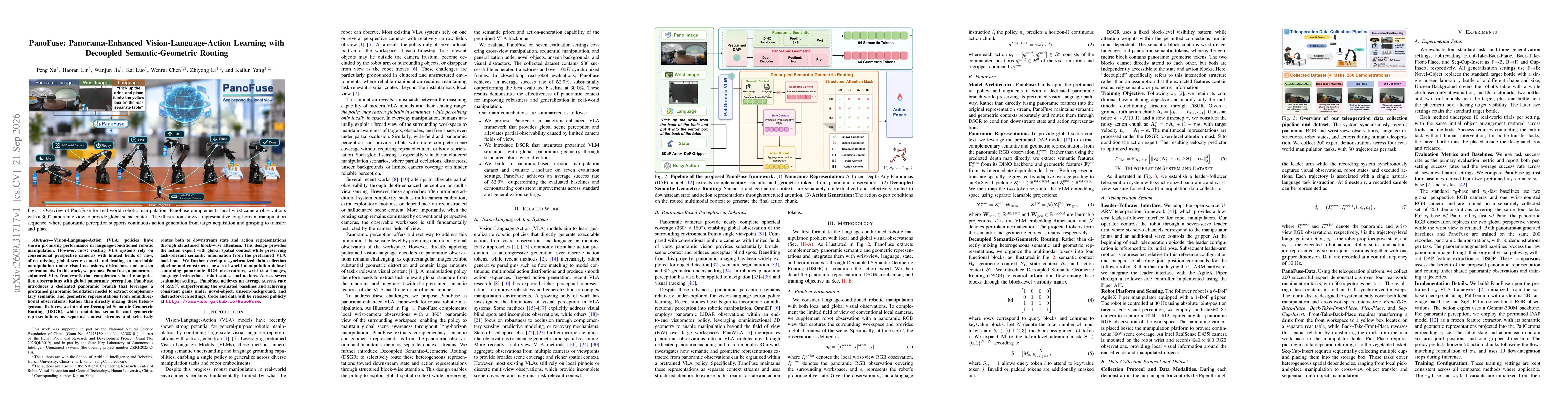 Thumbnail for PanoFuse: Panorama-Enhanced Vision-Language-Action Learning with Decoupled Semantic-Geometric Routing