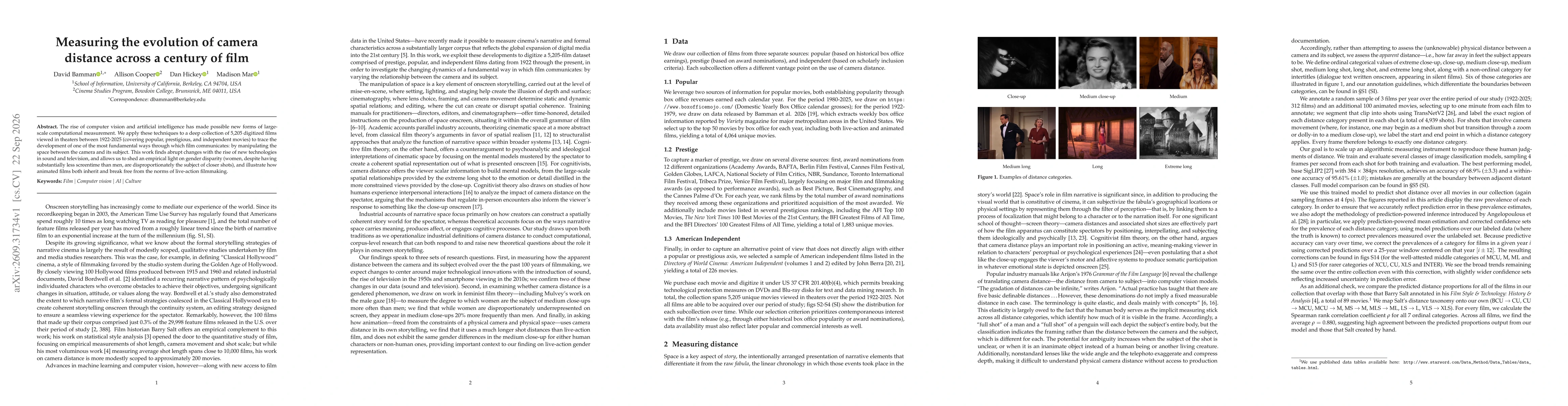 Thumbnail for Measuring the evolution of camera distance across a century of film