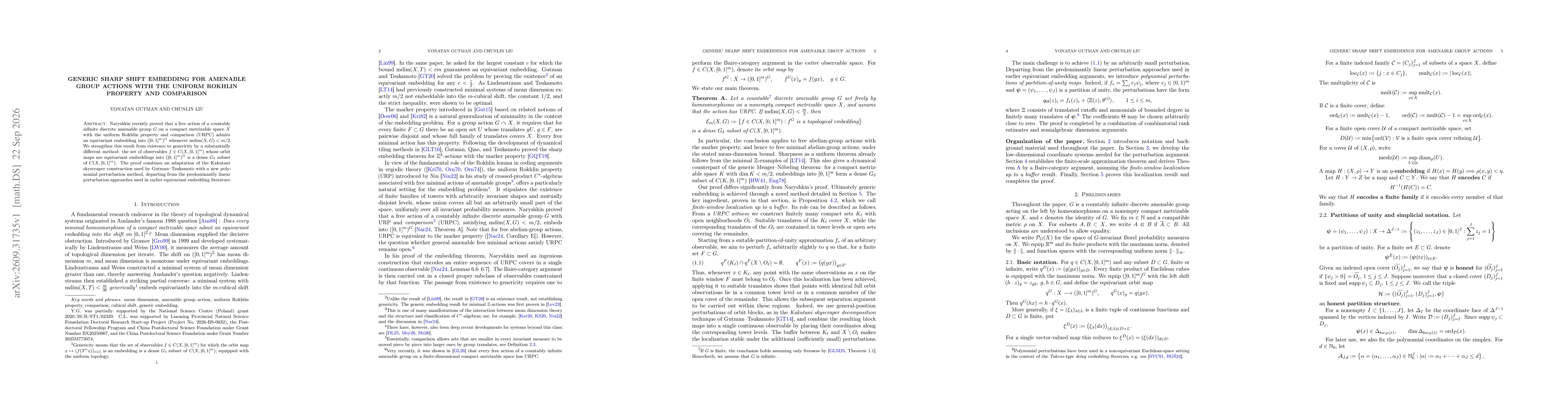 Thumbnail for Generic Sharp Shift Embedding for Amenable Group Actions with the Uniform Rokhlin Property and Comparison