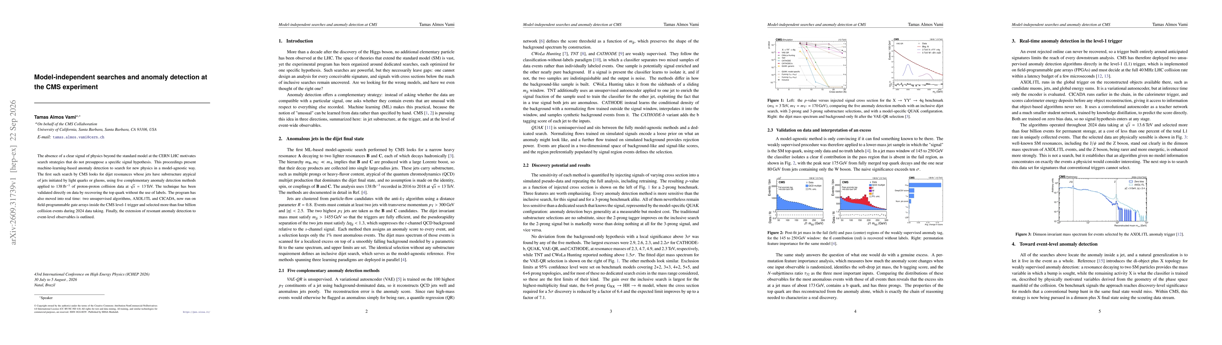 Thumbnail for Model-independent searches and anomaly detection at the CMS experiment