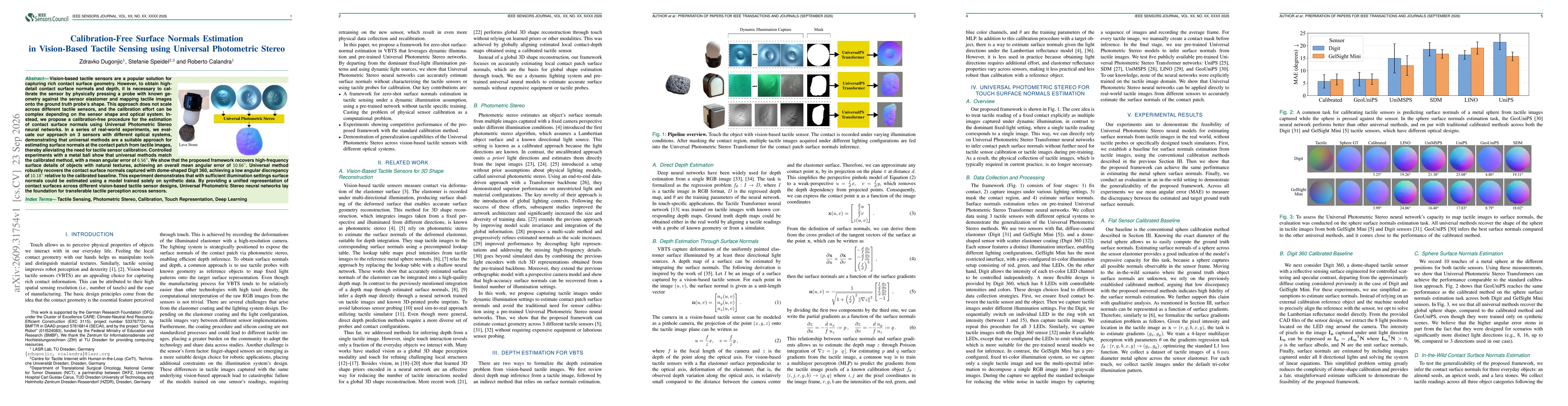 Thumbnail for Calibration-Free Surface Normals Estimation in Vision-Based Tactile Sensing using Universal Photometric Stereo
