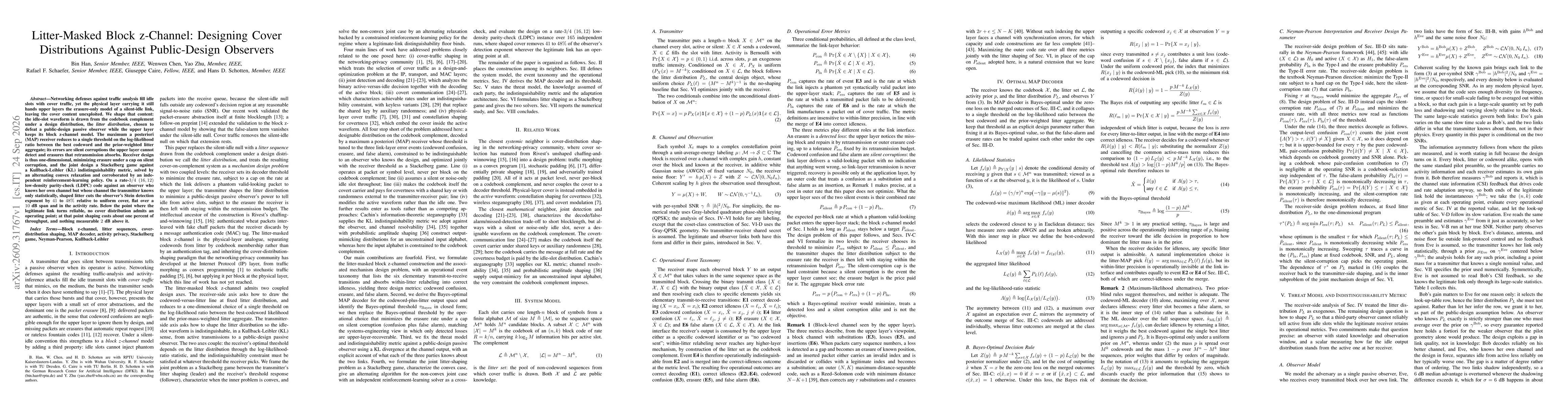 Thumbnail for Litter-Masked Block z-Channel: Designing Cover Distributions Against Public-Design Observers