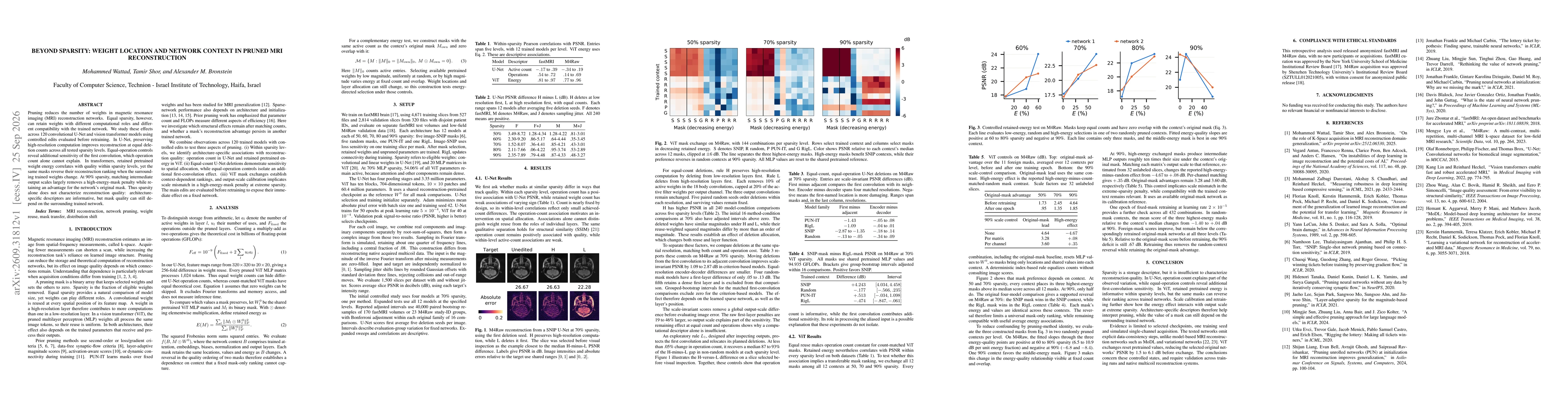 Thumbnail for Beyond Sparsity: Weight Location and Network Context in Pruned MRI Reconstruction