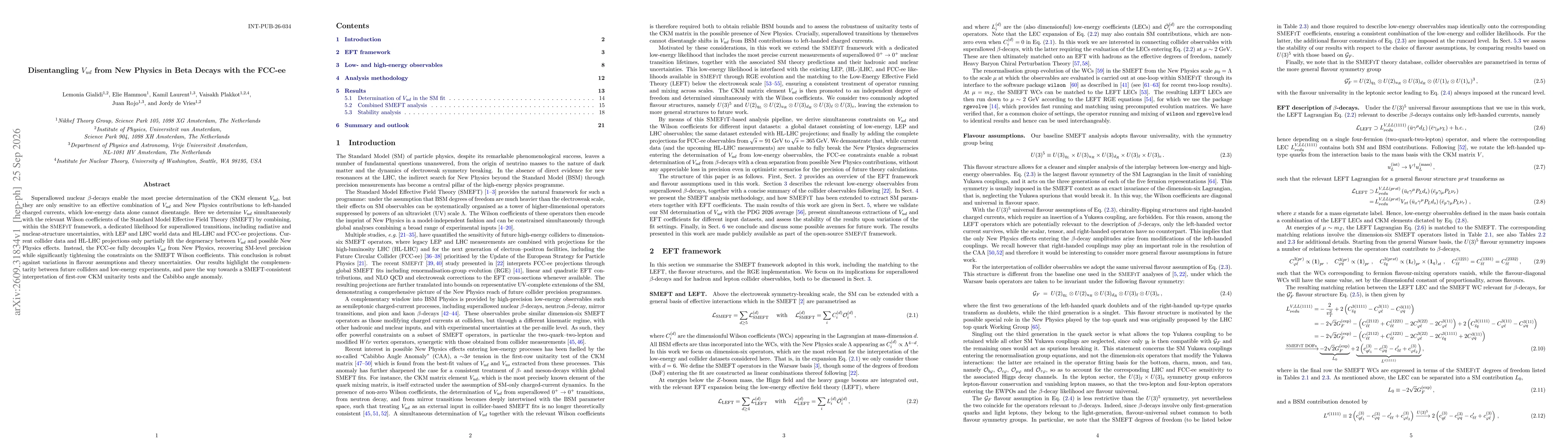 Thumbnail for Disentangling $V_{ud}$ from New Physics in Beta Decays with the FCC-ee