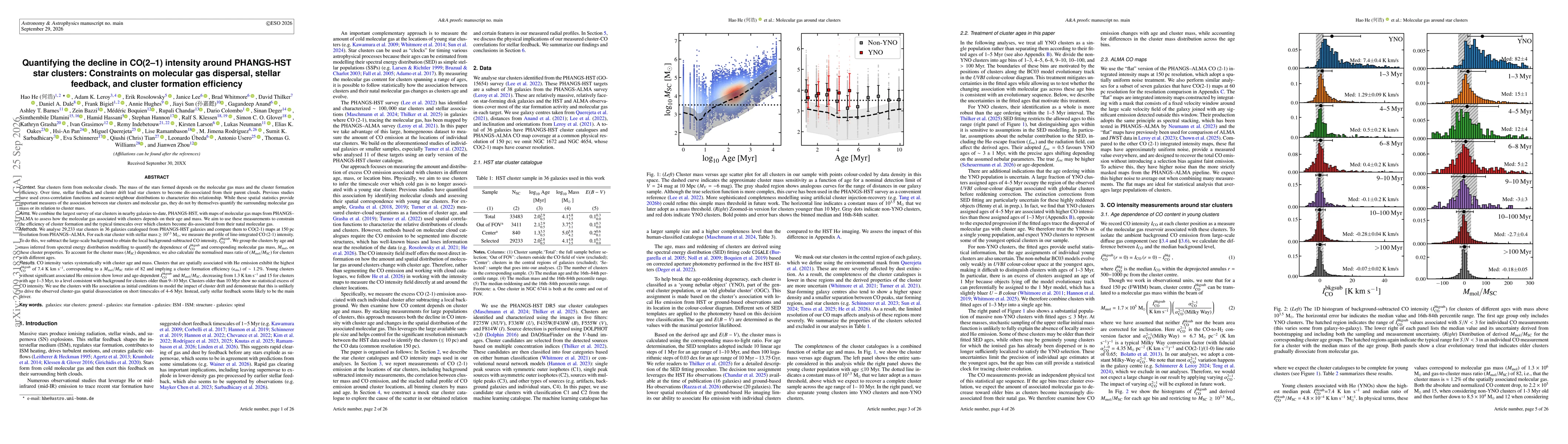 Thumbnail for Quantifying the decline in CO(2-1) intensity around PHANGS-HST star clusters: Constraints on molecular gas dispersal, stellar feedback, and cluster formation efficiency