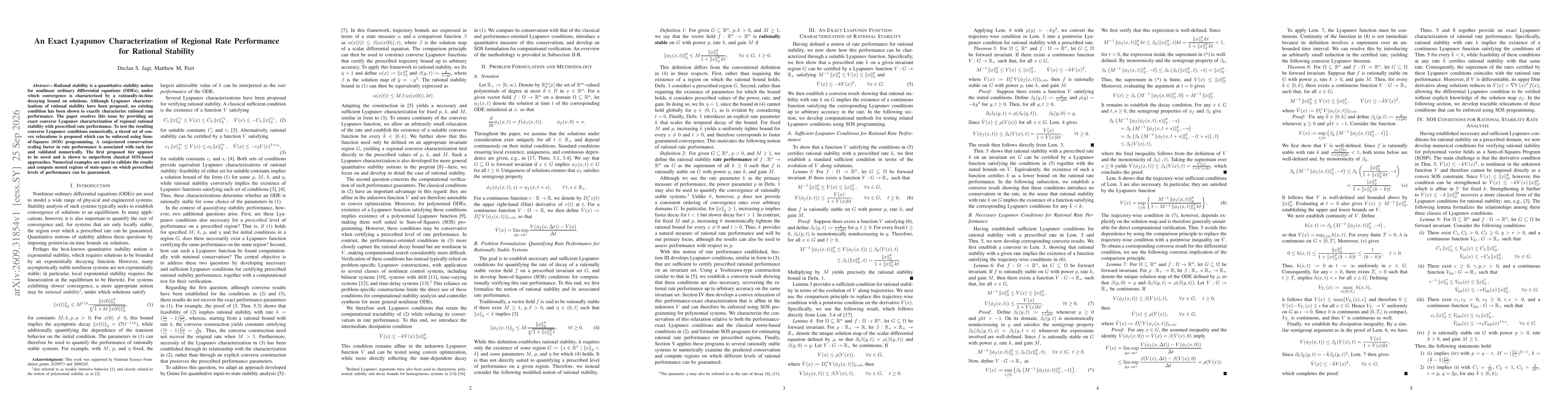 Thumbnail for An Exact Lyapunov Characterization of Regional Rate Performance for Rational Stability