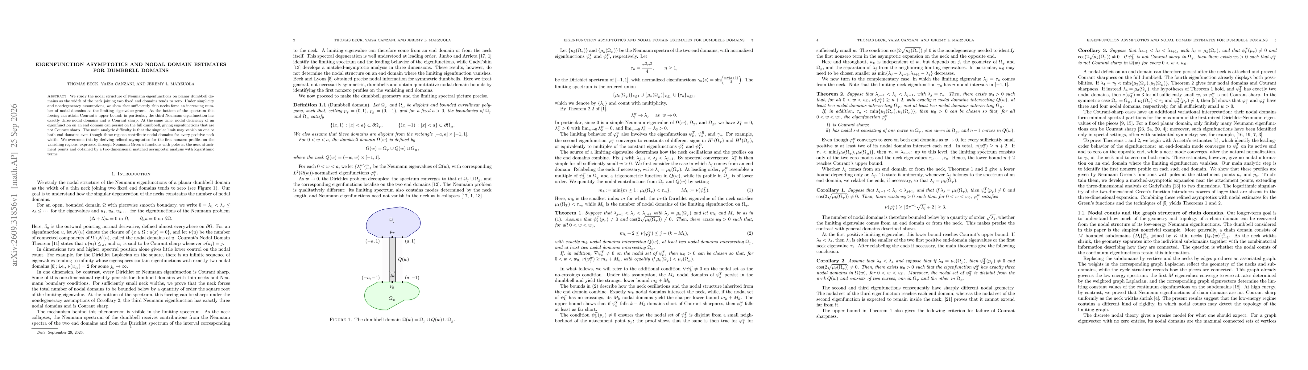 Thumbnail for Eigenfunction asymptotics and nodal domain estimates for dumbbell domains