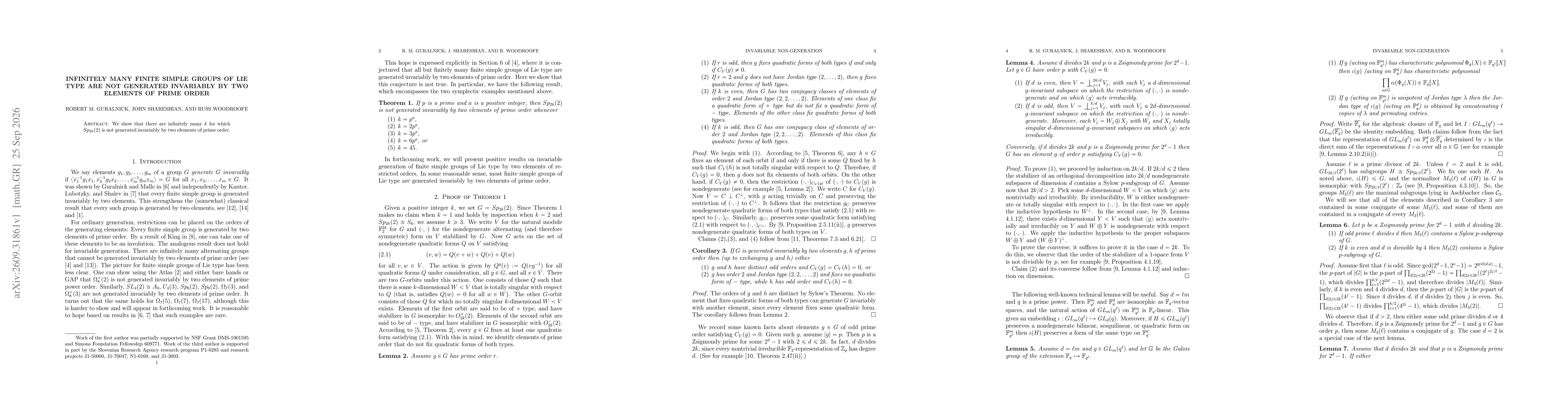 Thumbnail for Infinitely many finite simple groups of Lie type are not generated invariably by two elements of prime order