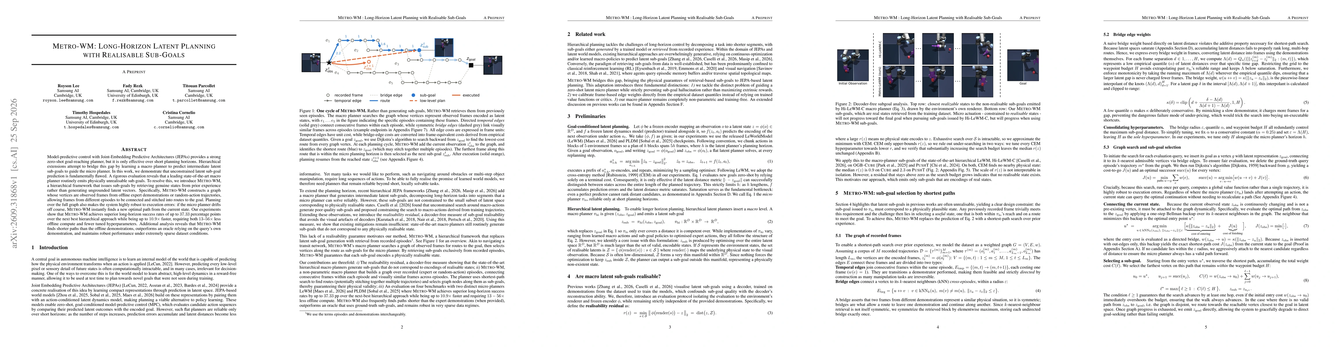 Thumbnail for Metro-WM: Long-Horizon Latent Planning with Realisable Sub-Goals