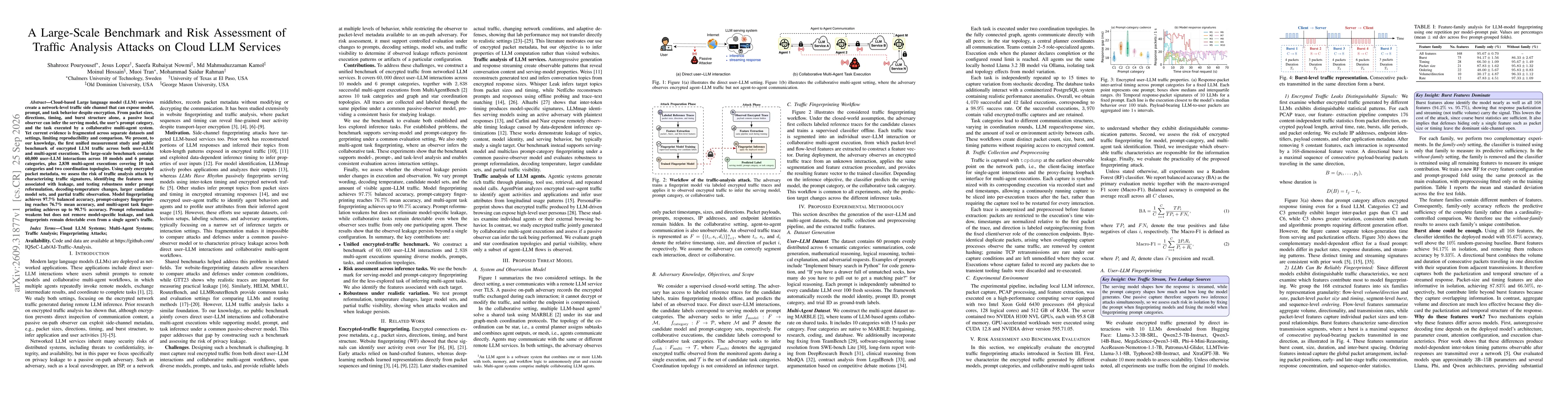 Thumbnail for A Large-Scale Benchmark and Risk Assessment of Traffic Analysis Attacks on Cloud LLM Services