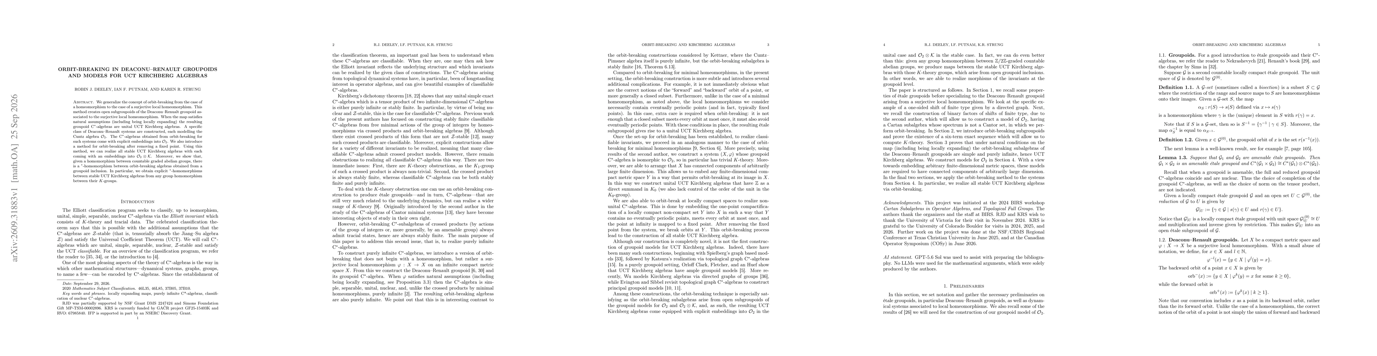 Thumbnail for Orbit-breaking in Deaconu-Renault groupoids and models for UCT Kirchberg algebras