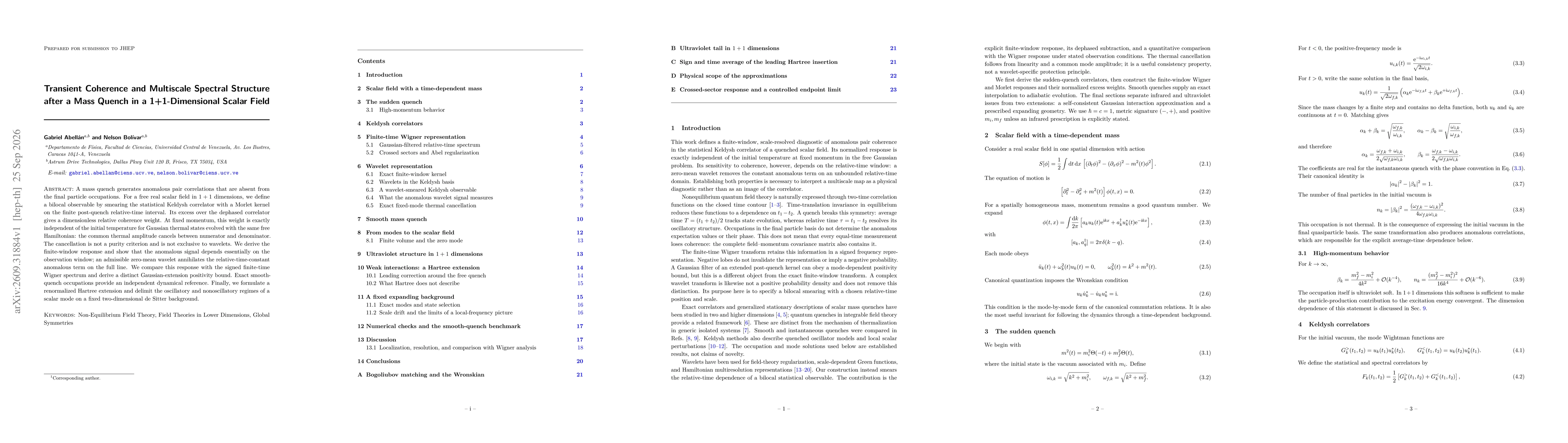 Thumbnail for Transient Coherence and Multiscale Spectral Structure after a Mass Quench in a 1+1-Dimensional Scalar Field