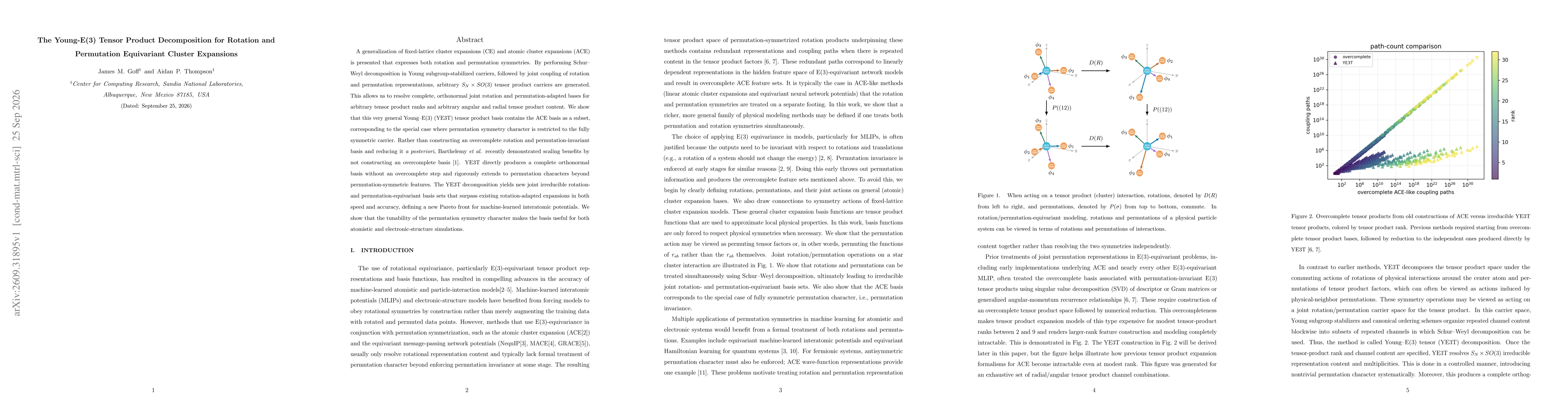 Thumbnail for The Young-E(3) Tensor Product Decomposition for Rotation and Permutation Equivariant Cluster Expansions