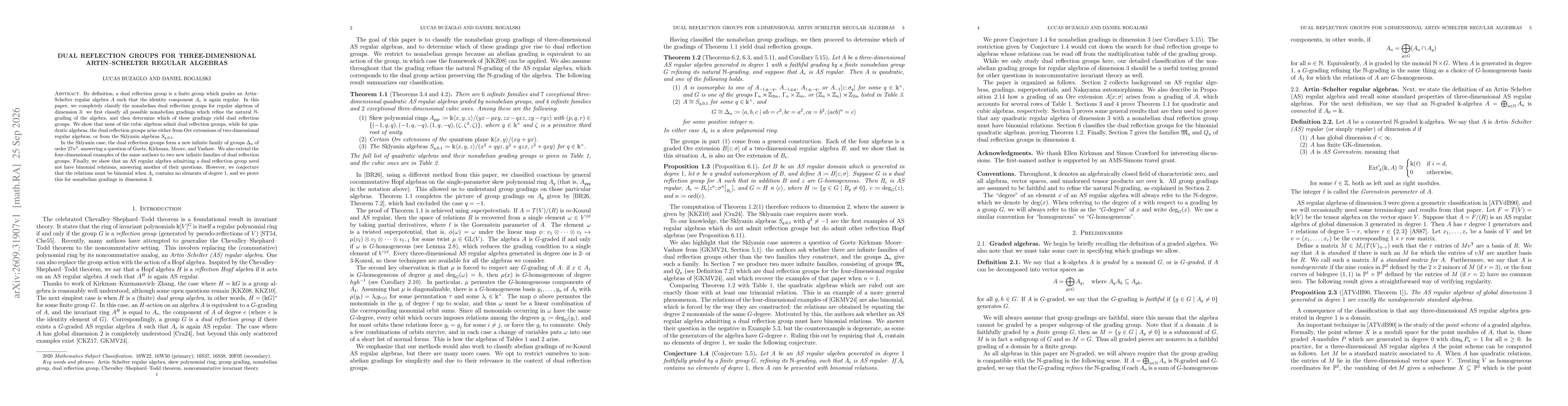 Thumbnail for Dual reflection groups for three-dimensional Artin--Schelter regular algebras