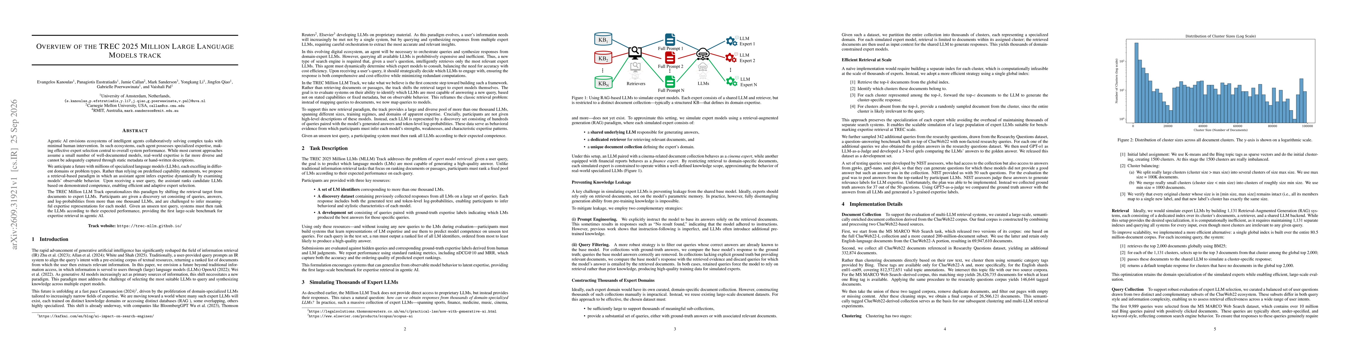 Thumbnail for Overview of the TREC 2025 Million Large Language Models track