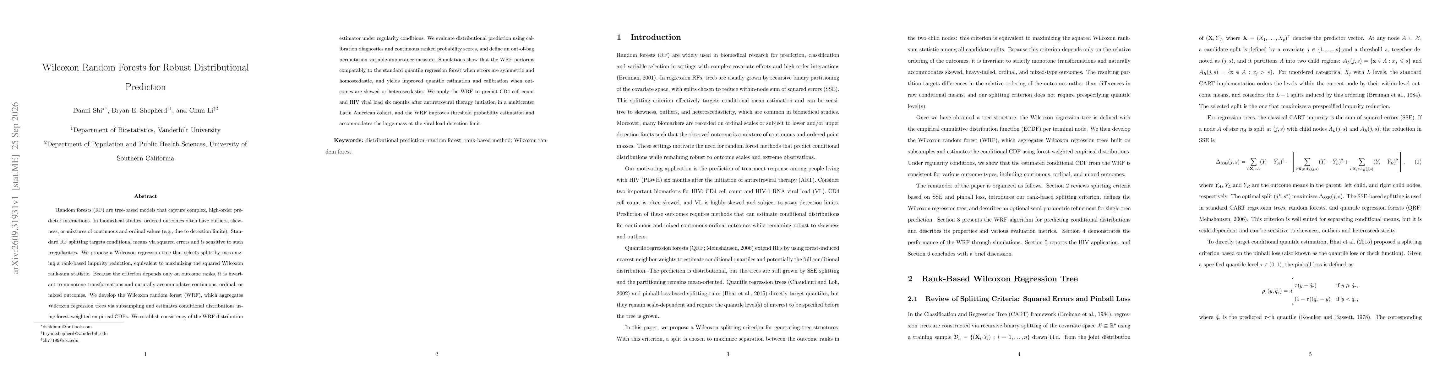 Thumbnail for Wilcoxon Random Forests for Robust Distributional Prediction