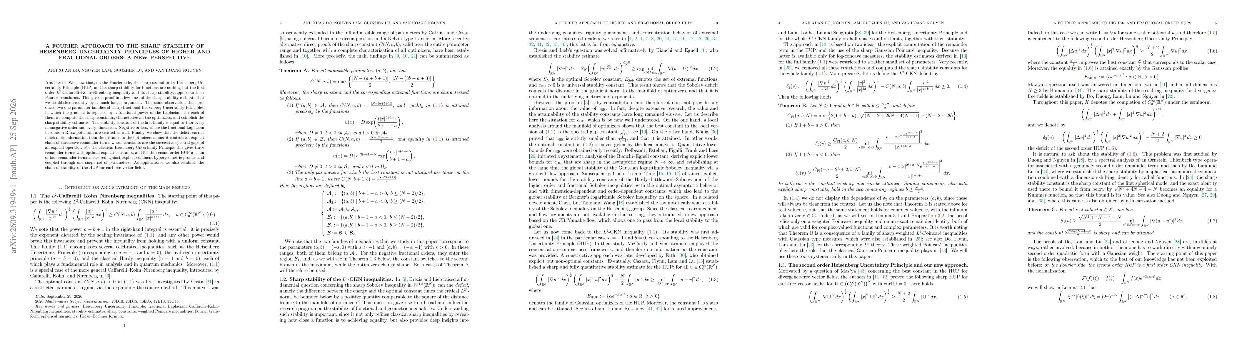 Thumbnail for A Fourier approach to the sharp stability of Heisenberg Uncertainty Principles of higher and fractional orders: a new perspective