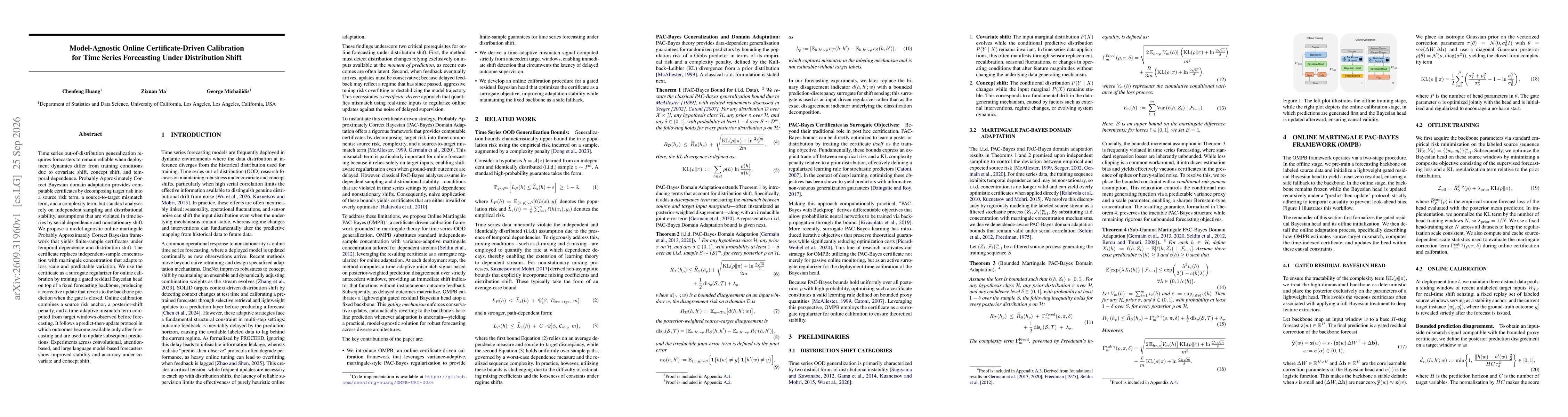 Thumbnail for Model-Agnostic Online Certificate-Driven Calibration for Time Series Forecasting Under Distribution Shift