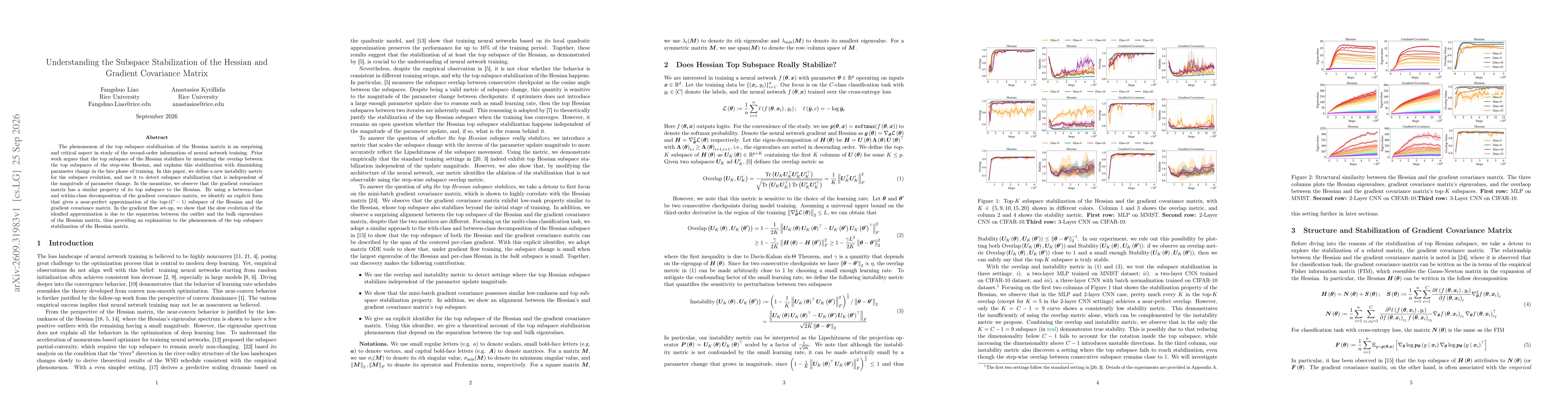 Thumbnail for Understanding the Subspace Stabilization of the Hessian and Gradient Covariance Matrix