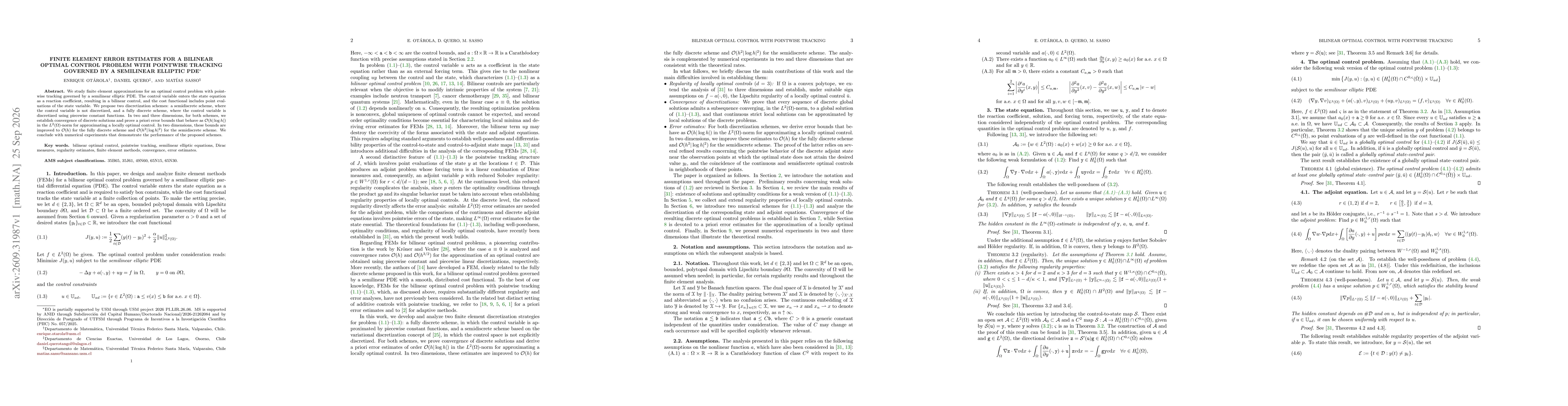 Thumbnail for Finite element error estimates for a bilinear optimal control problem with pointwise tracking governed by a semilinear elliptic PDE