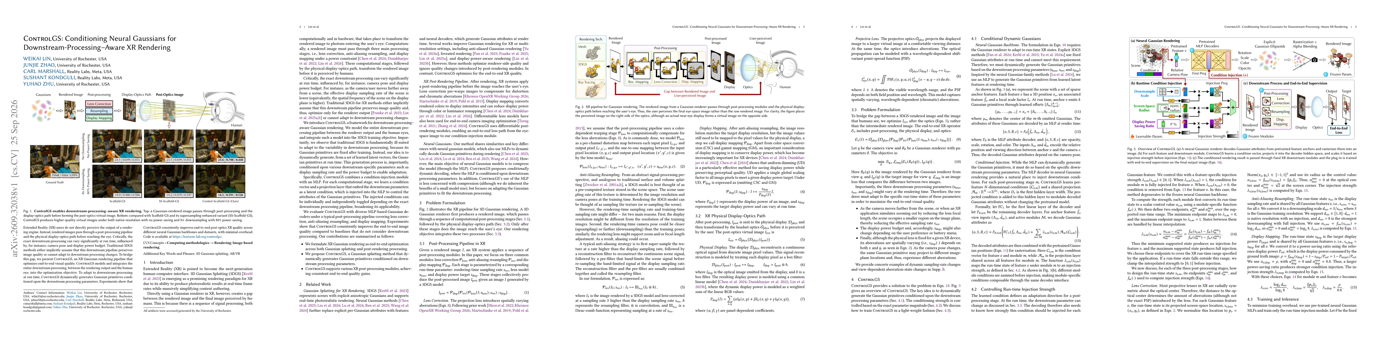 Thumbnail for ControlGS: Conditioning Neural Gaussians for Downstream-Processing-Aware XR Rendering