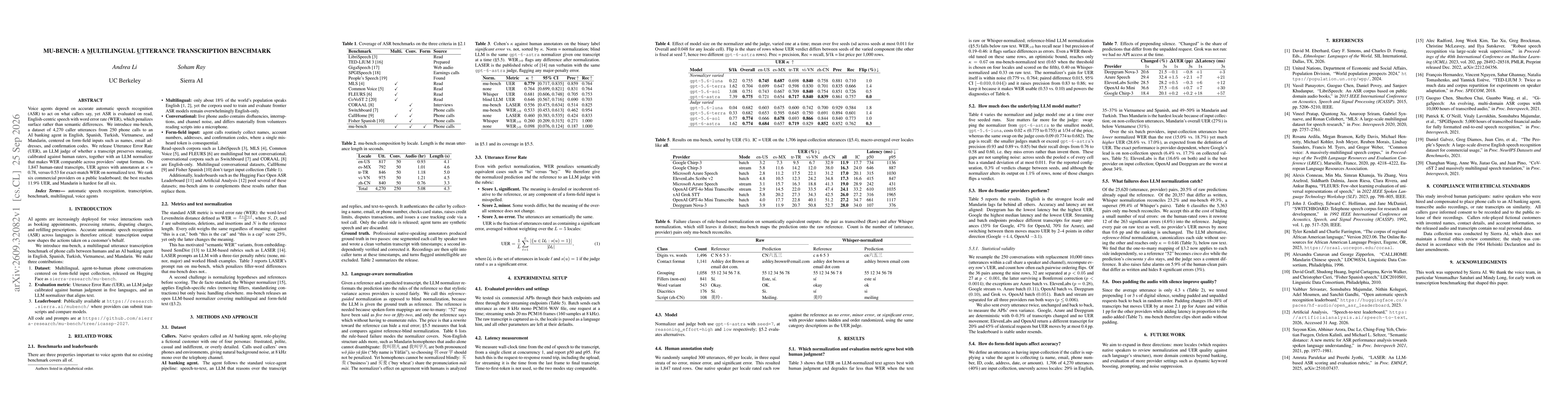Thumbnail for mu-bench: A Multilingual Utterance Transcription Benchmark