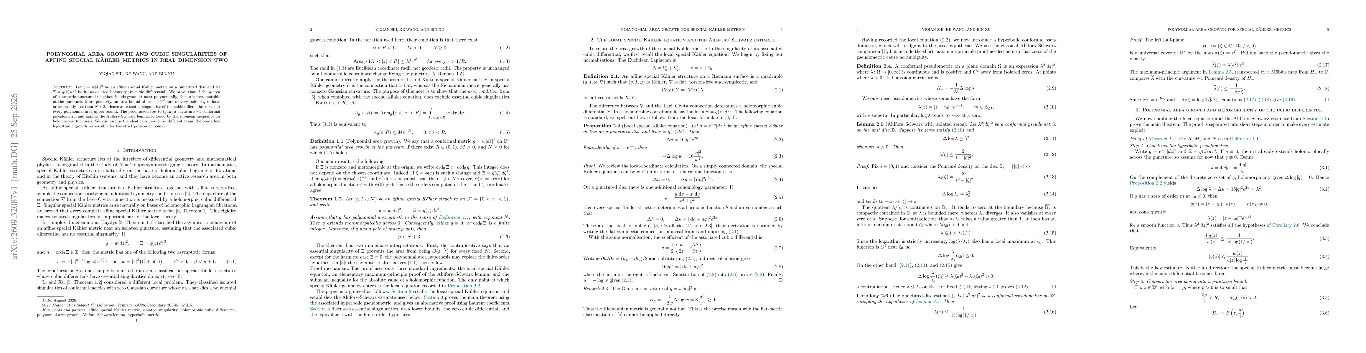 Thumbnail for Polynomial area growth for special Kähler metrics